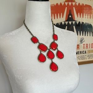 Coral red statement necklace